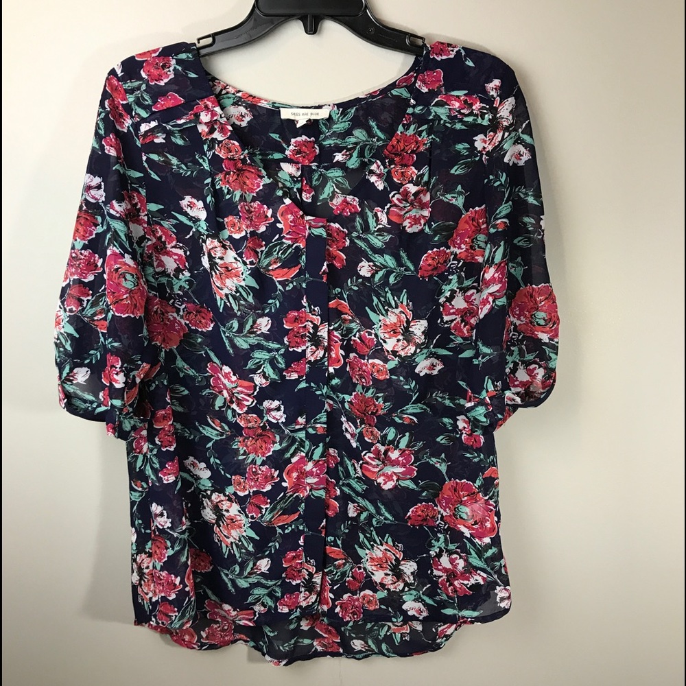 Navy Floral Shirt Tunic Skies Are Blue Stitch Fix